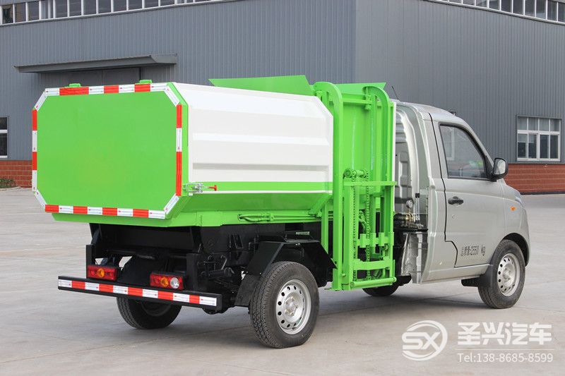 福田伽途3方側裝掛桶自卸式垃圾車(藍牌)