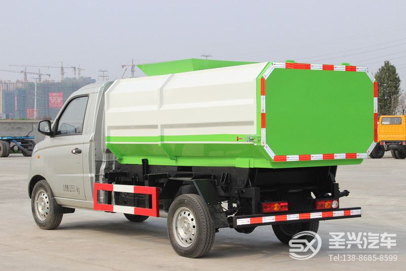 福田伽途3方側裝掛桶自卸式垃圾車(藍牌)