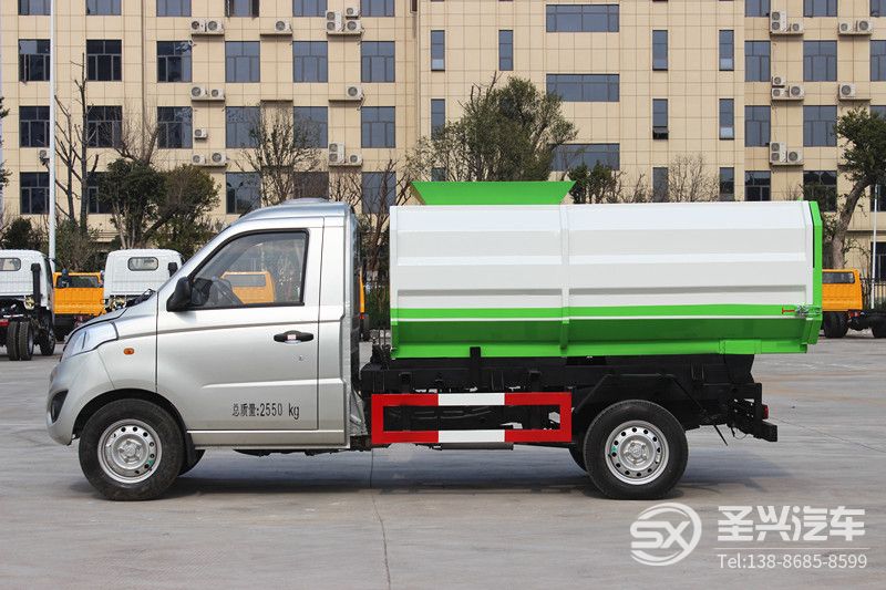 福田伽途3方側裝掛桶自卸式垃圾車(藍牌)