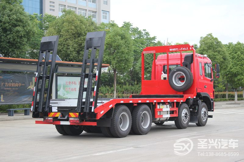 江淮A5前四后八底平板挖機運輸車