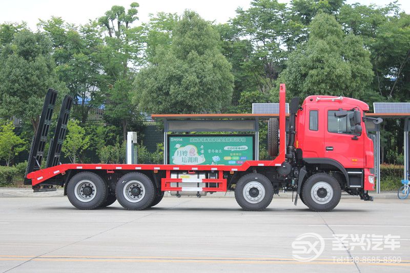 江淮A5前四后八底平板挖機運輸車