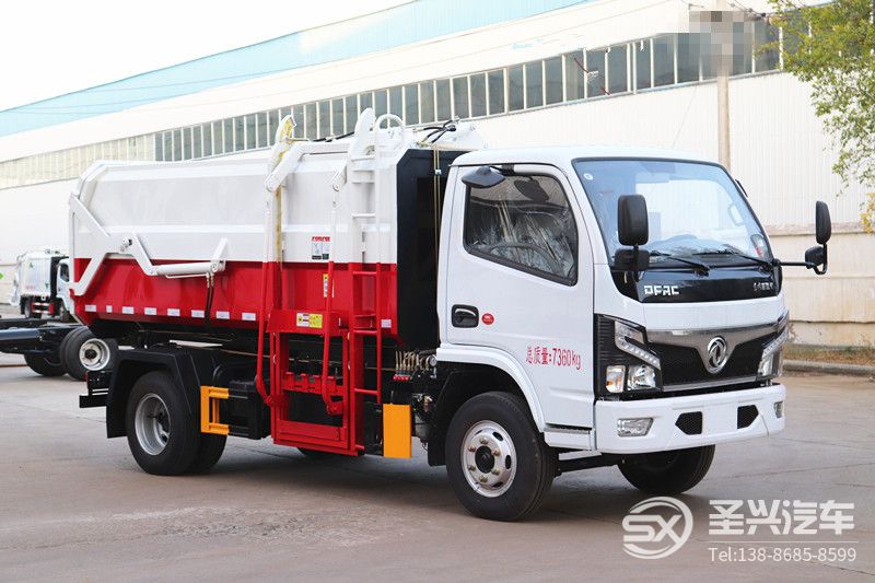 國六-東風(fēng)福瑞卡5方側(cè)裝掛桶垃圾車