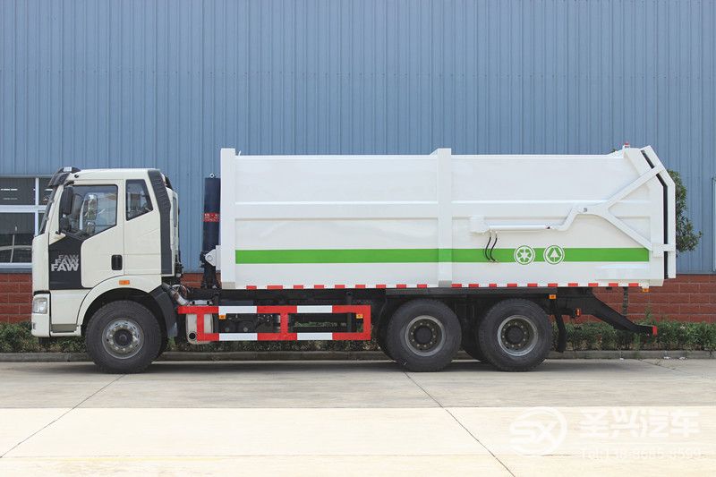 解放J6后雙橋對接式壓縮垃圾轉運車
